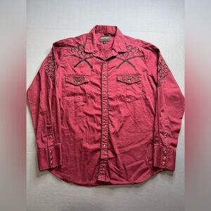 Montero  Burgundy Western Long Sleeve Pearl Snap Medium #1217